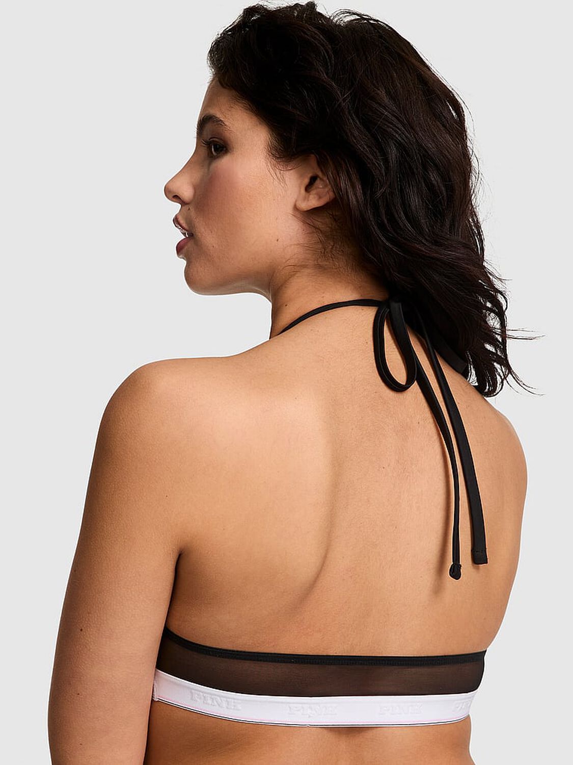vs Pink Bralettes & Bra Tops Logo Mesh Halter Triangle Bralette 2 of 3 