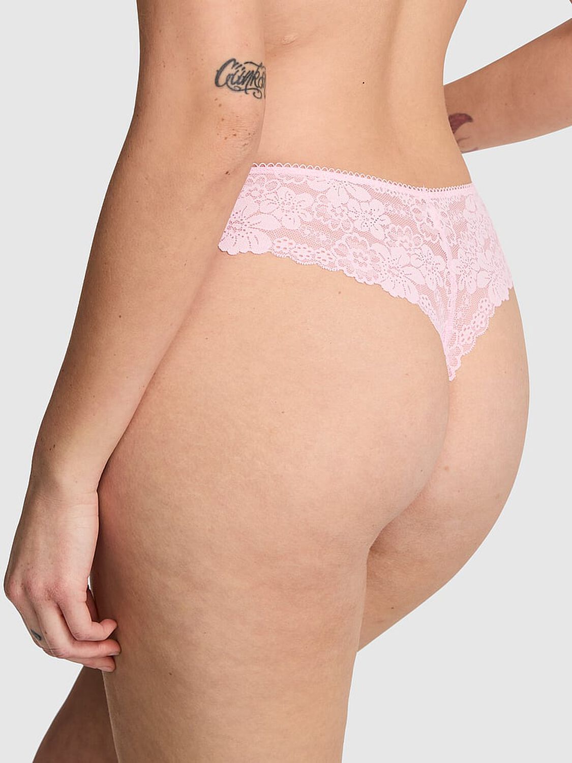 vs Pink No-Show Thong Panty Pink Tulip 2 of 3 