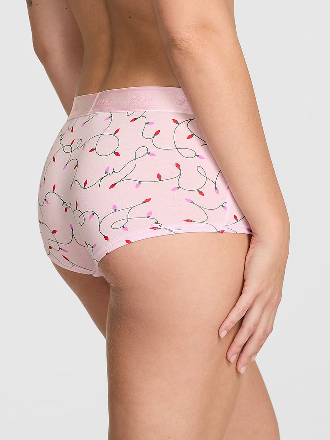 vs Pink Logo Cotton Boyshort Panty Pink Tulip Lights Print 2 of 3 
