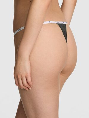 Logo Cotton Scoop Thong Panty