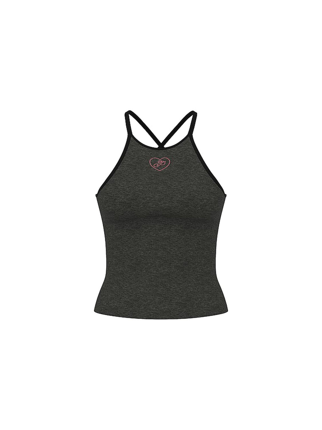 vs Pink All-Day Cotton High-Neck Bra Tank Charcoal Heather Grey Bling 3 of 3 