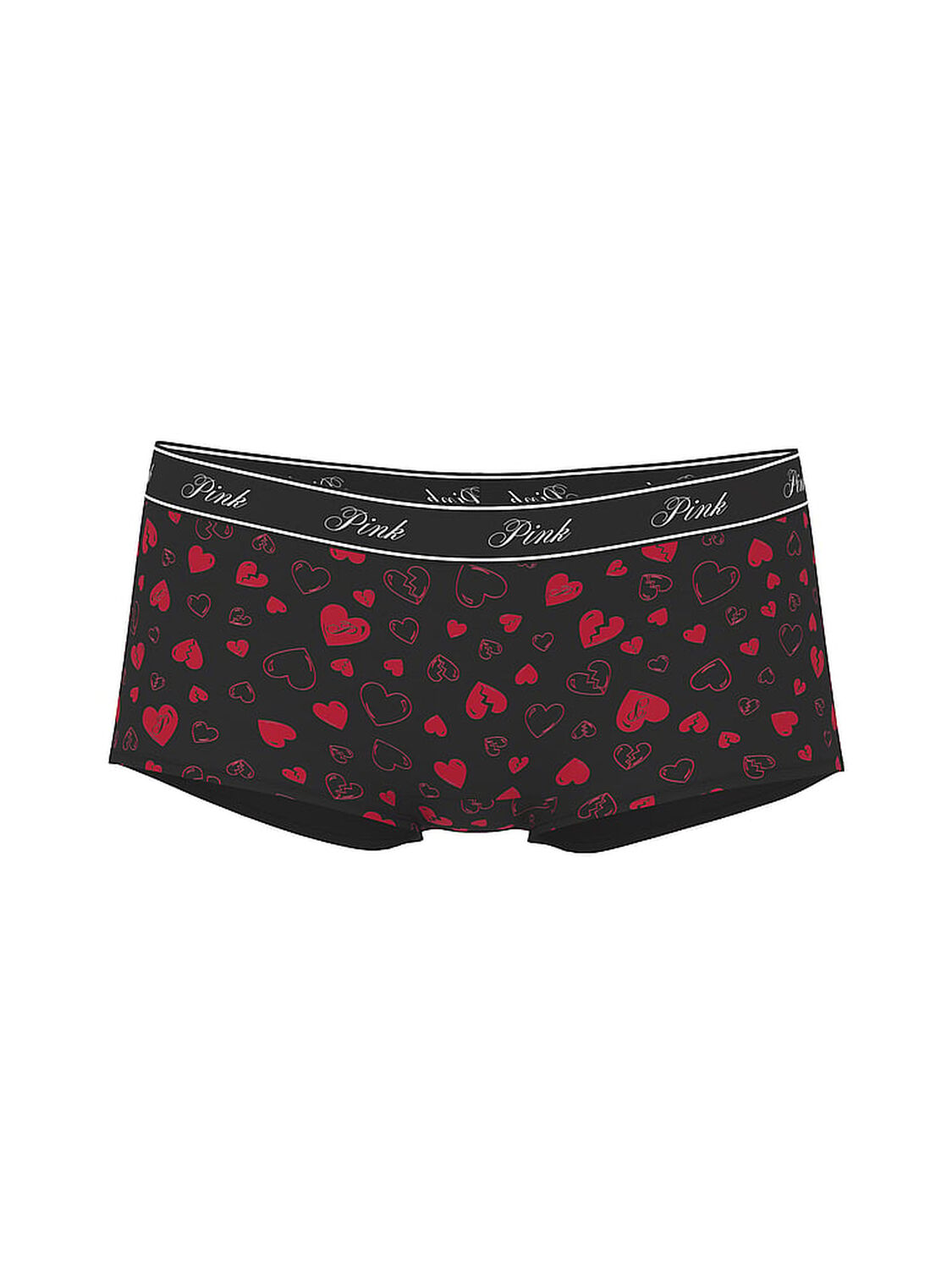 vs Pink Logo Cotton Boyshort Panty Black Broken Hearts 3 of 3 