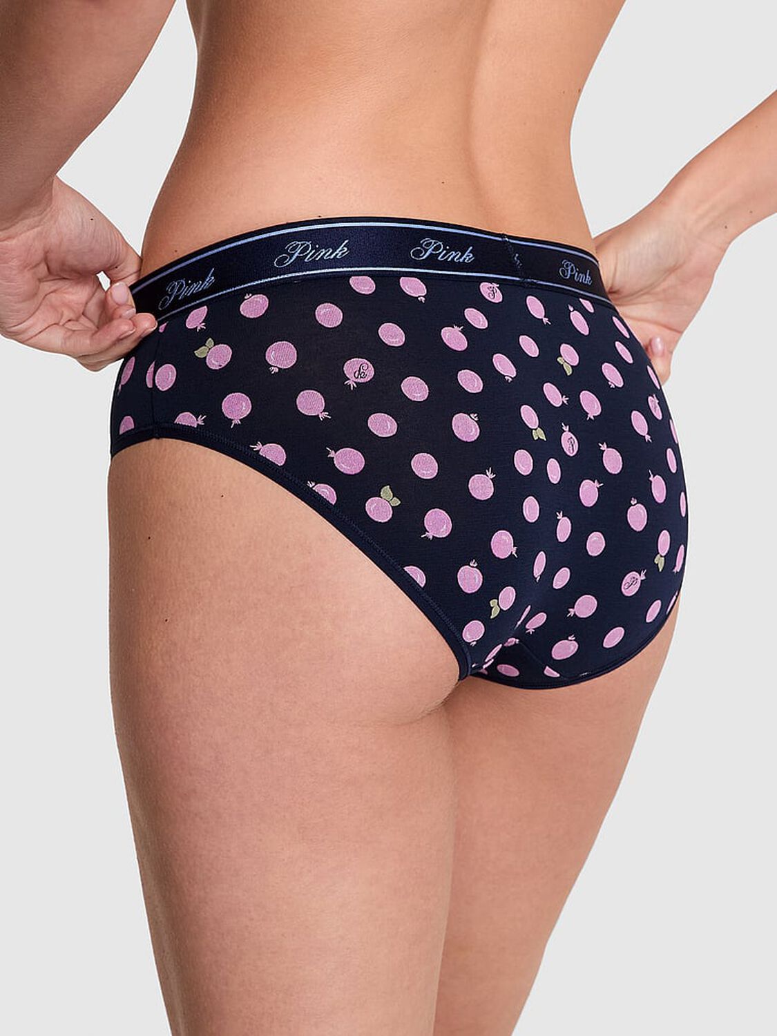 vs Pink Logo Cotton Hiphugger Panty Navy Blueberry Print 2 of 3 