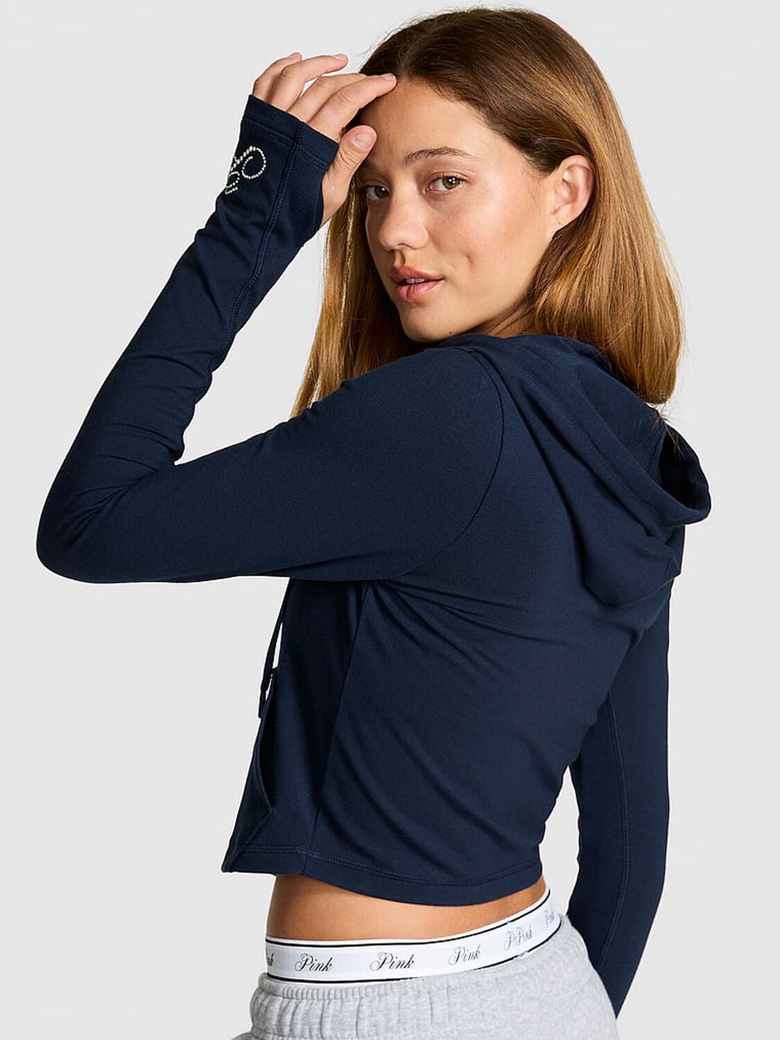 vs Pink All-Day Cotton Full-Zip Hoodie Noir Navy 2 of 2 