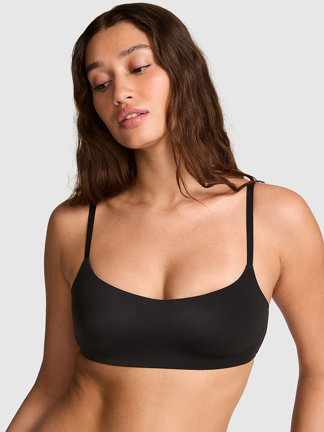vs Pink Marshmallow Lightly Lined Wireless Comfy Bra Black 1 of 3 