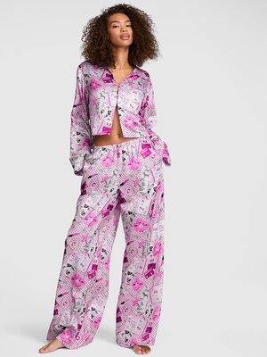 GRWPINK&trade; Satin Flyaway Long-Sleeve & Pants Pajama Set