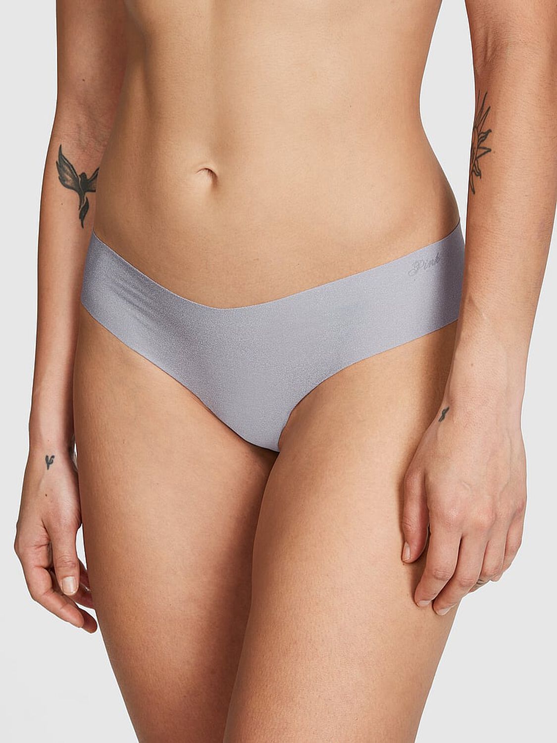 vs Pink No-Show Thong Panty Grey Oasis 1 of 3 