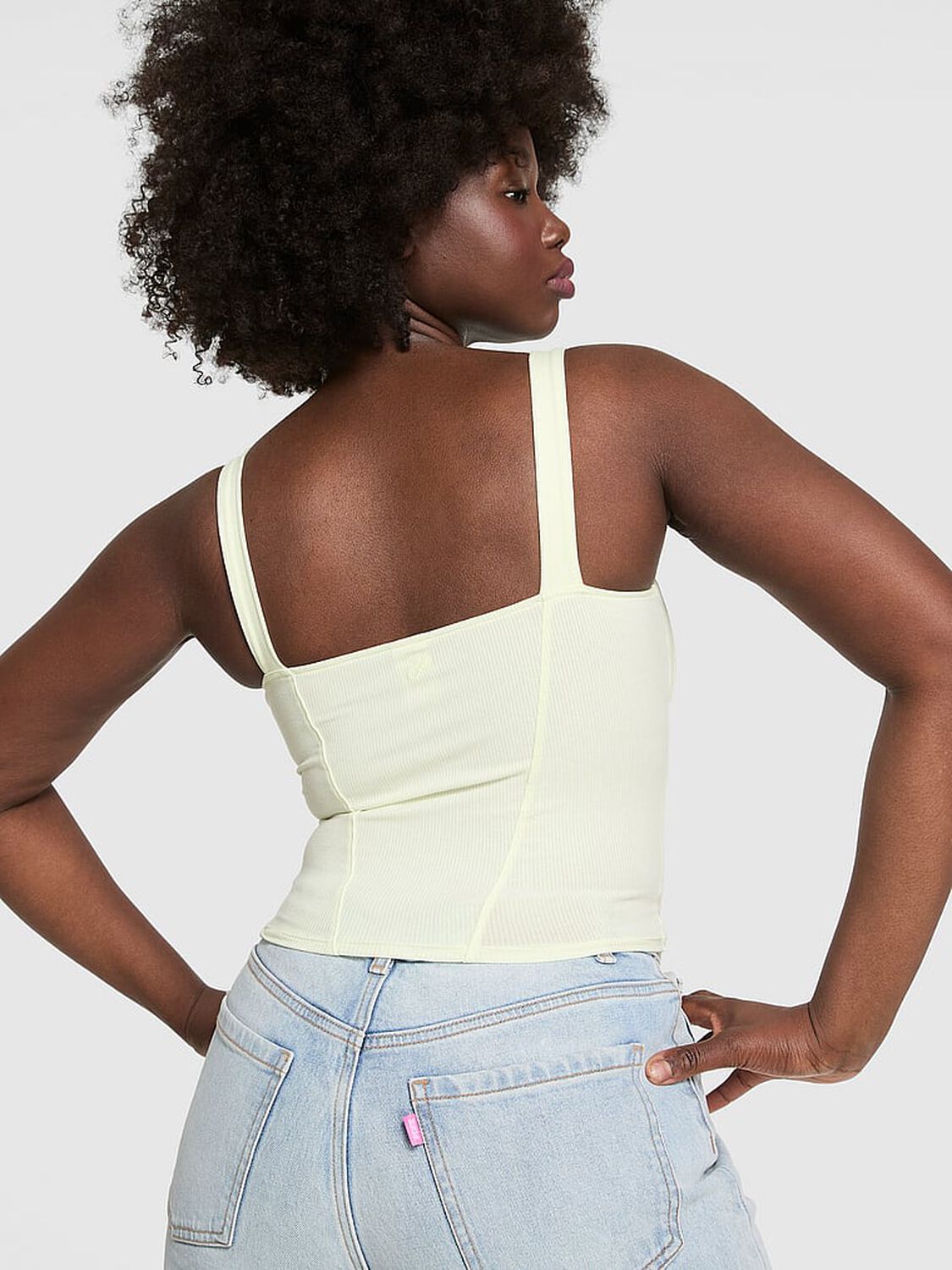 vs Pink All-Day Soft Ribbed Lace-Up Corset Top Fresh Mint 4 of 4 