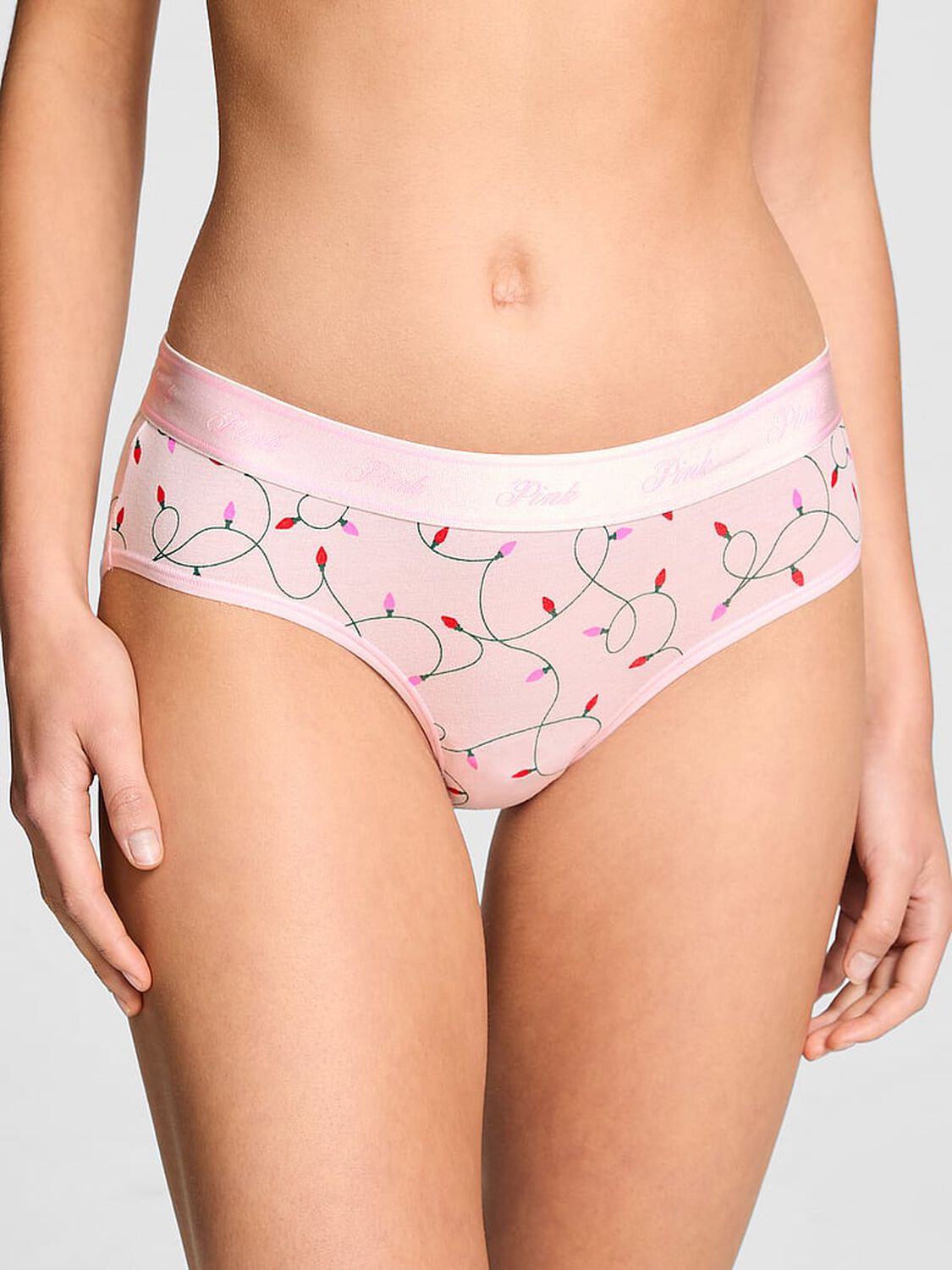vs Pink Logo Cotton Hiphugger Panty Pink Tulip Lights Print 1 of 3 