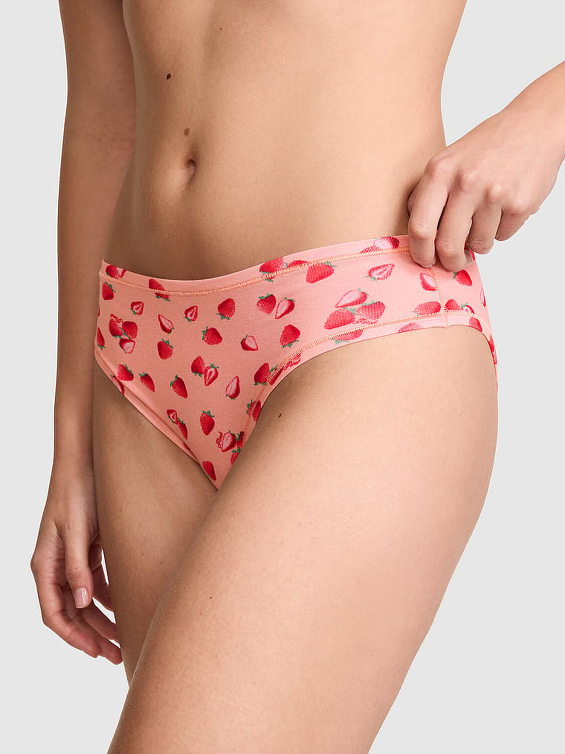 vs Pink Cotton Cheeky Panty Peach Tree Strawberry Print 1 of 3 