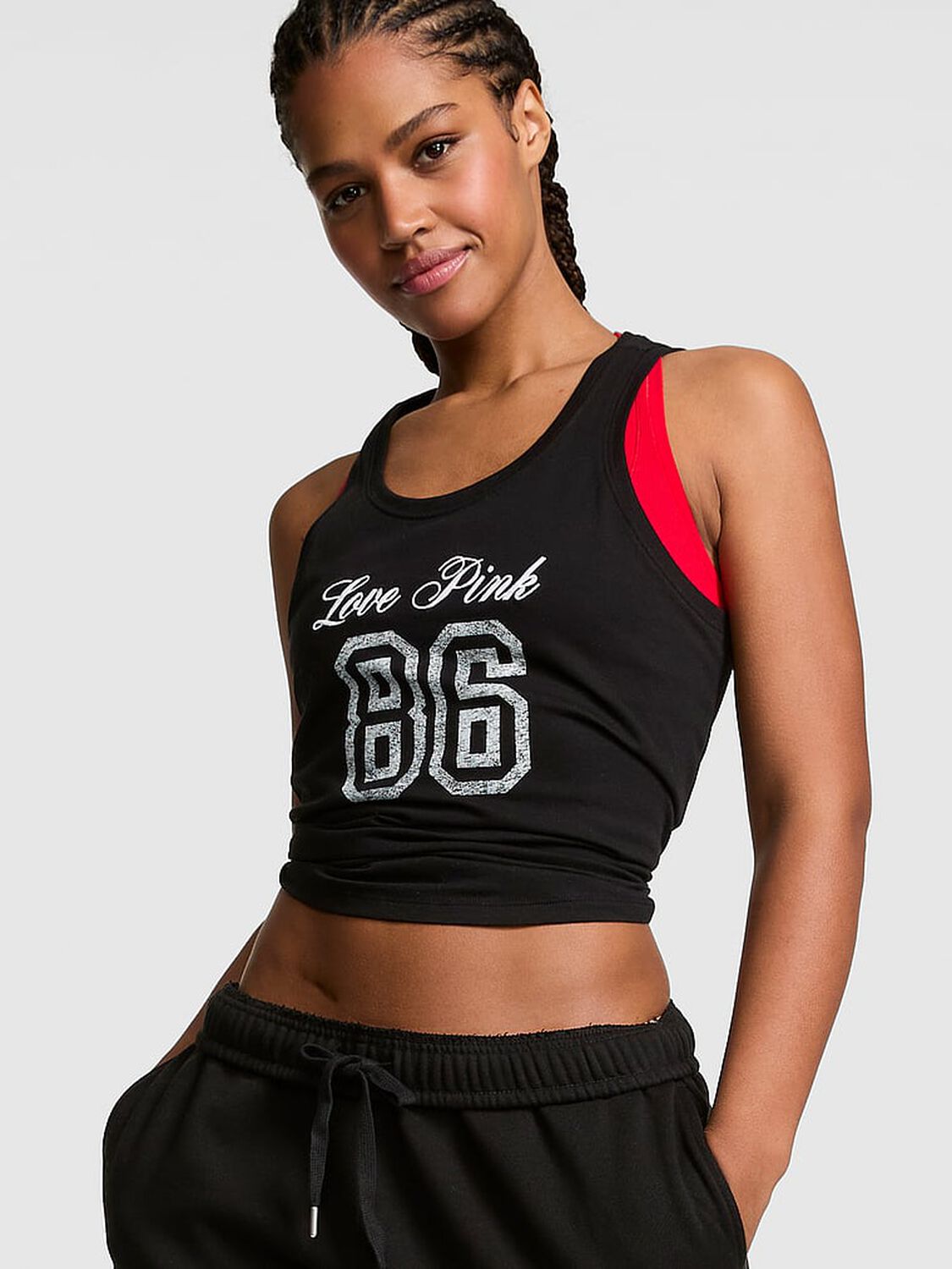 vs Pink Campus Cotton&trade; Tank Top Pure Black 1 of 3 