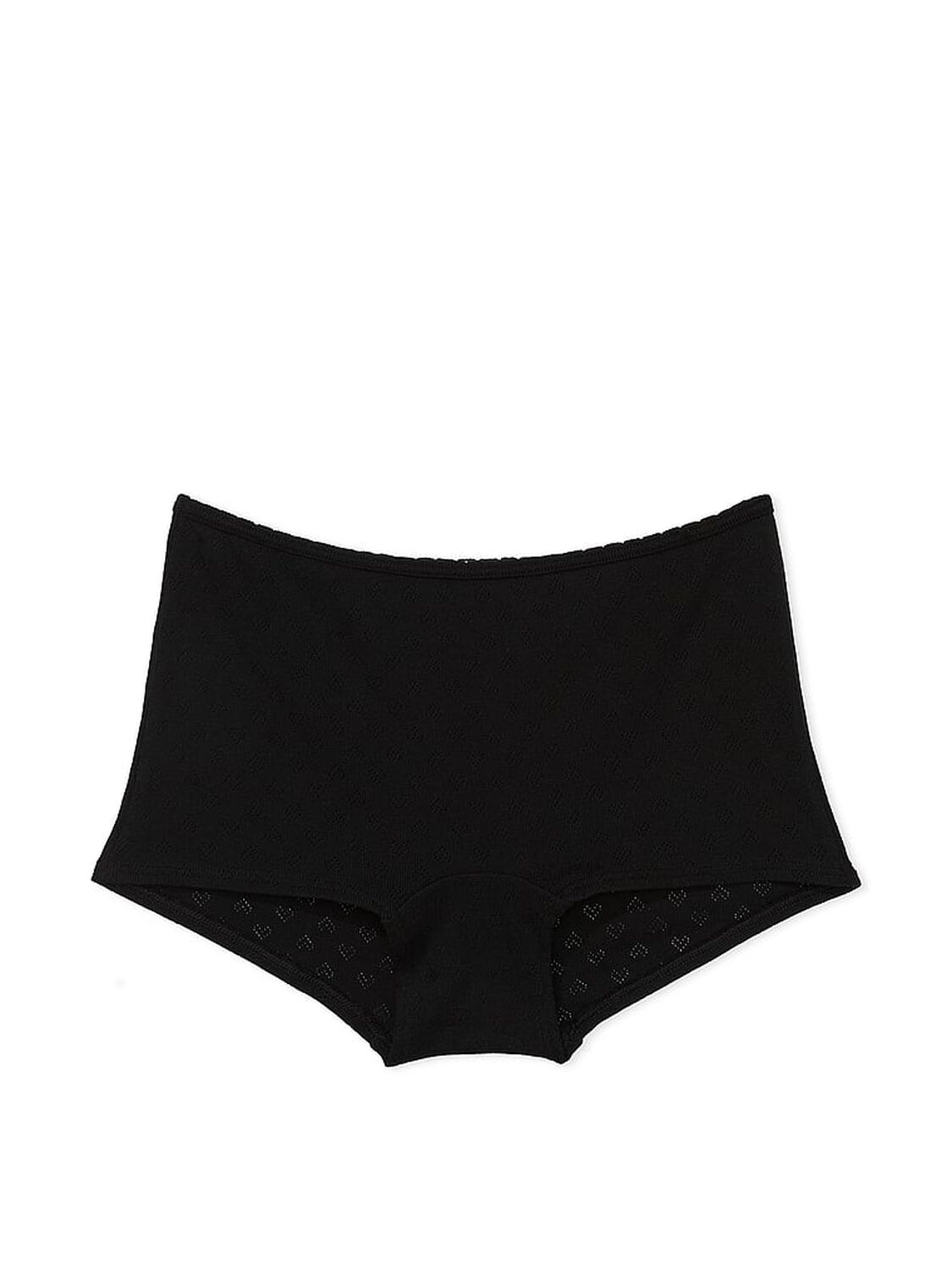 vs Pink Cotton Boyshort Panty Pure Black Pointelle 3 of 3 