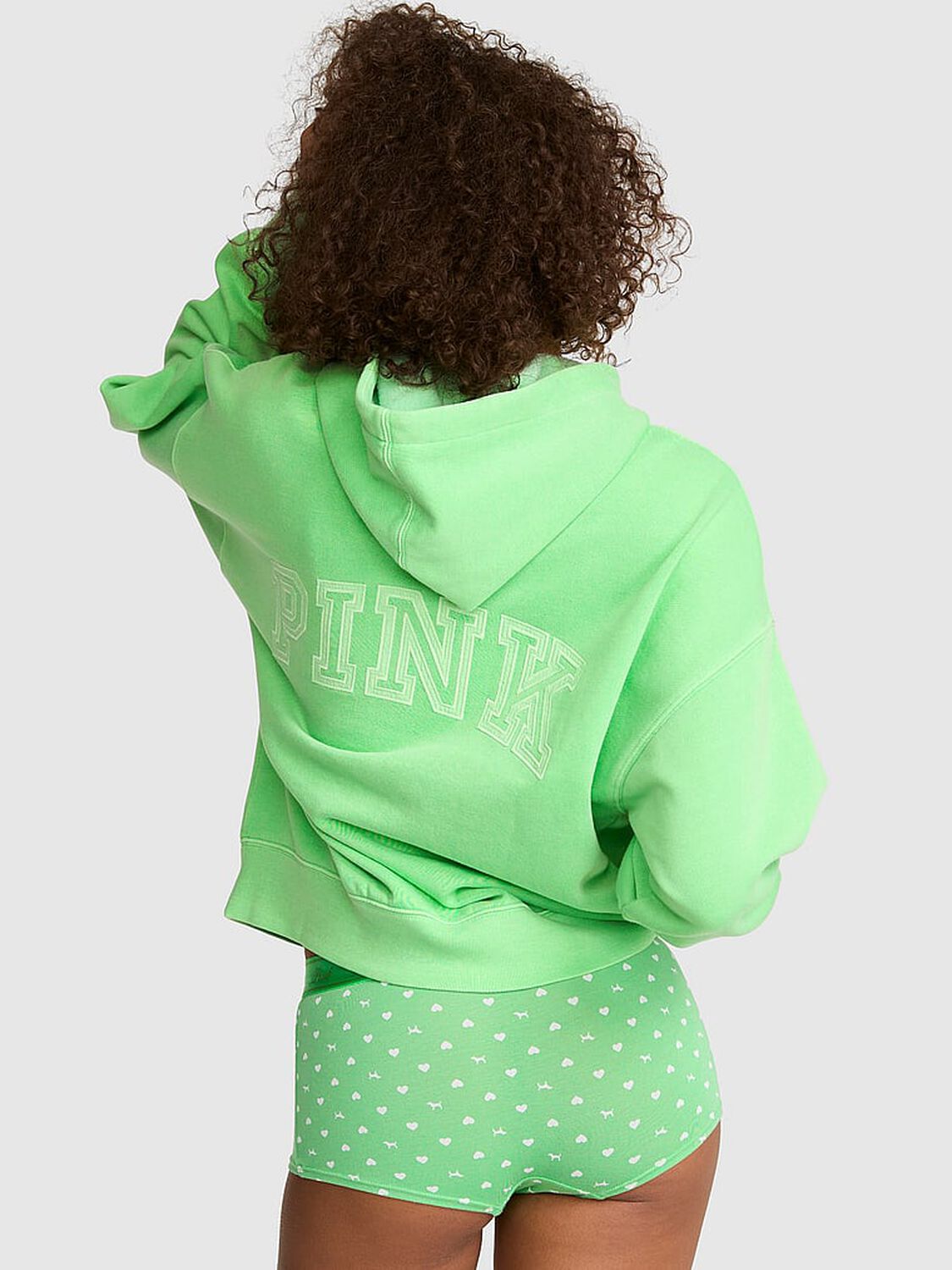 vs Pink Campus Fleece&trade; Half-Zip Hoodie Graphic Green 2 of 4 