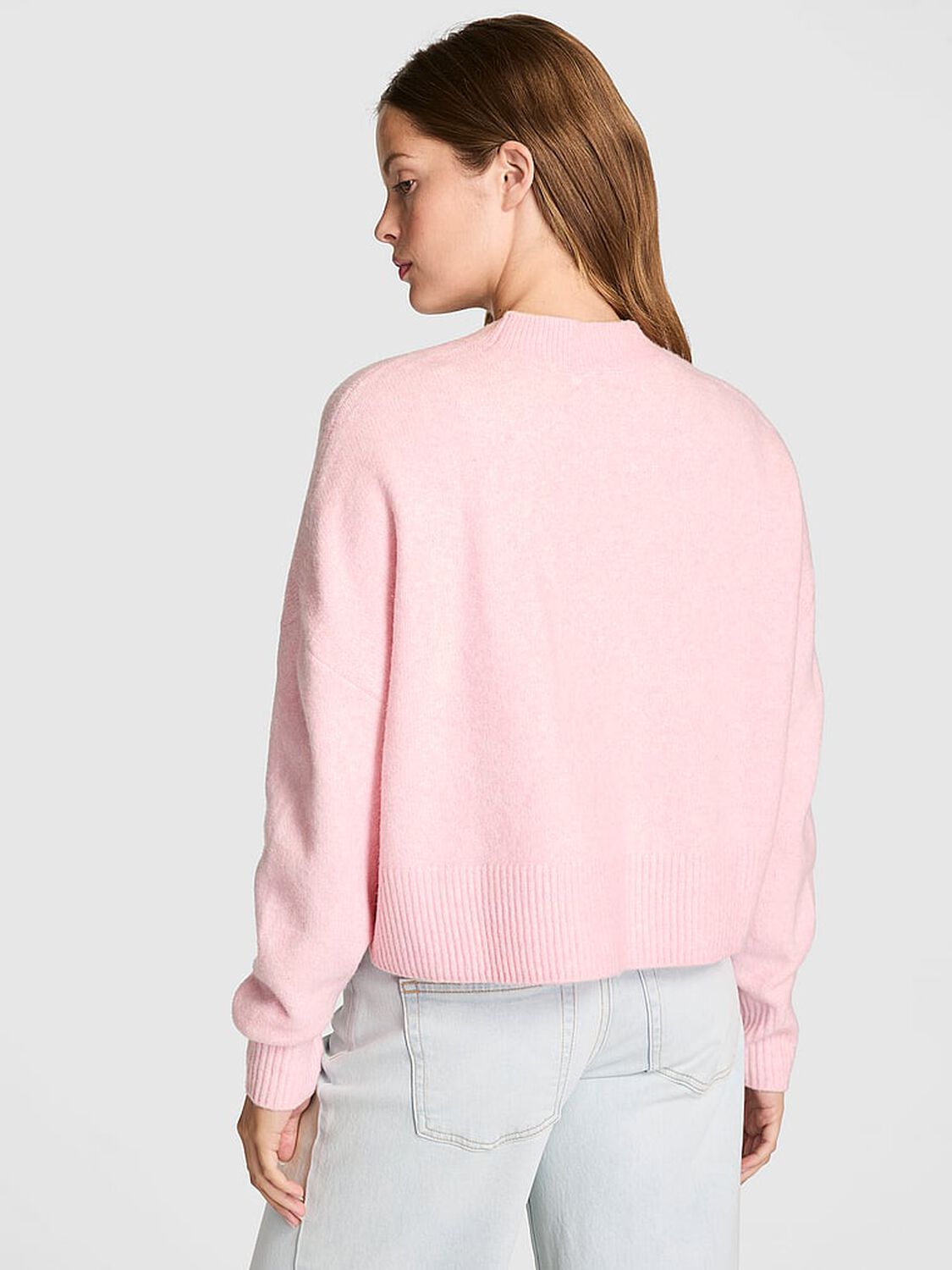 vs Pink Comfy Girl Cropped V-Neck Cardigan Coconut Pink 2 of 3 