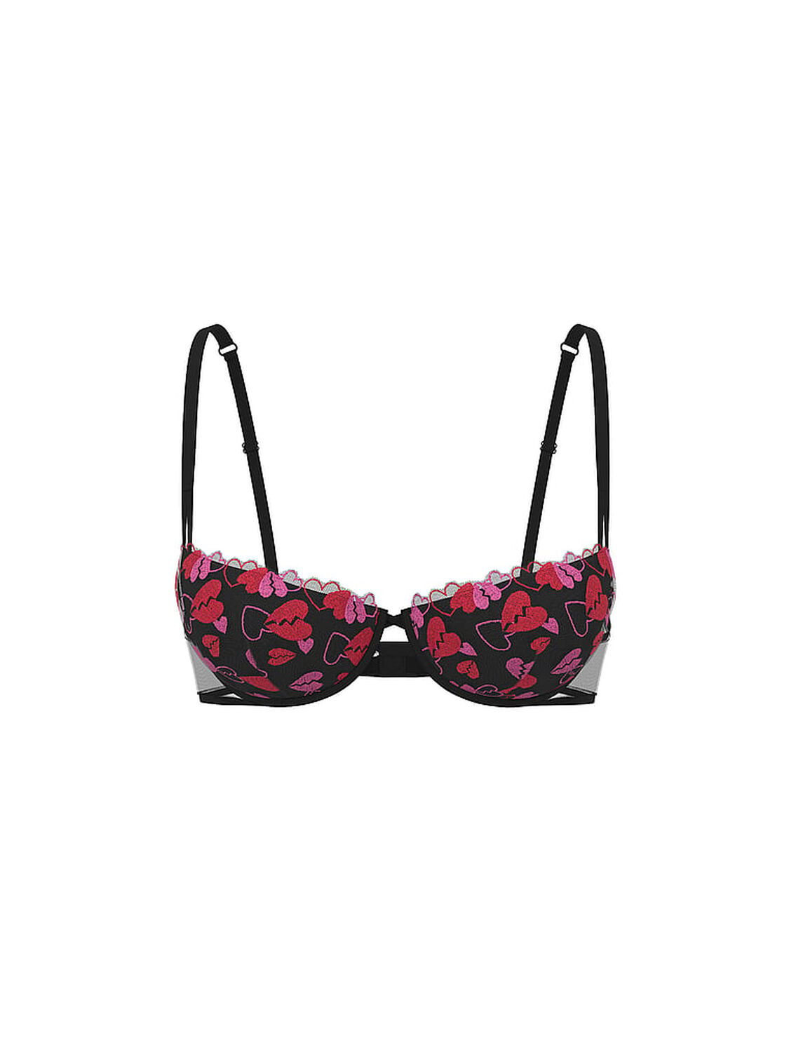 vs Pink Wink Wink Lightly Lined Balconette Bra Black Mesh 3 of 4 