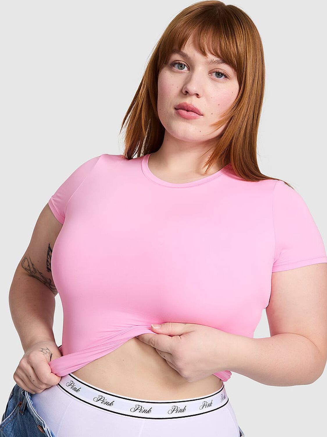 vs Pink Base Stretch Short-Sleeve Tee Pink Lollipop 1 of 2 