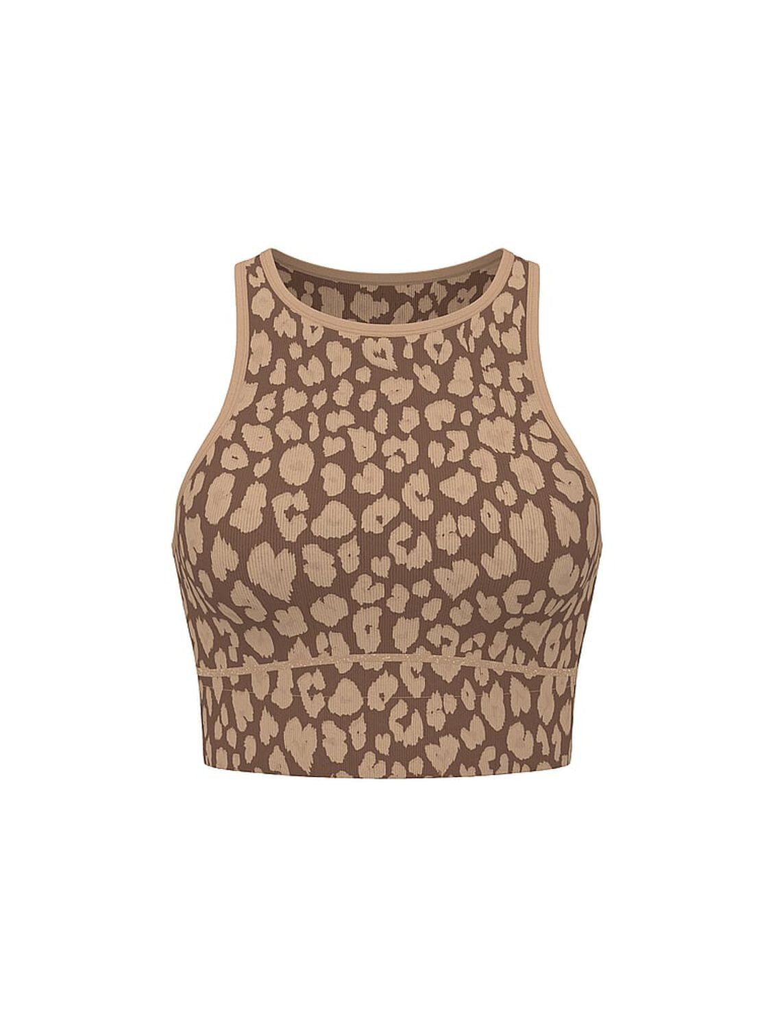 pink Pink Seamless Contour High-Neck Sports Bra Natural Leopard Print 3 of 3 