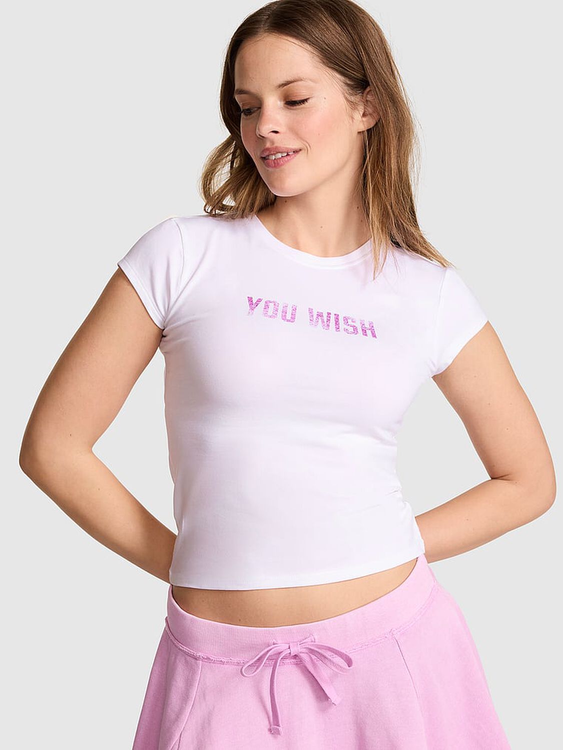 vs Pink Cotton Baby Tee White 1 of 4 