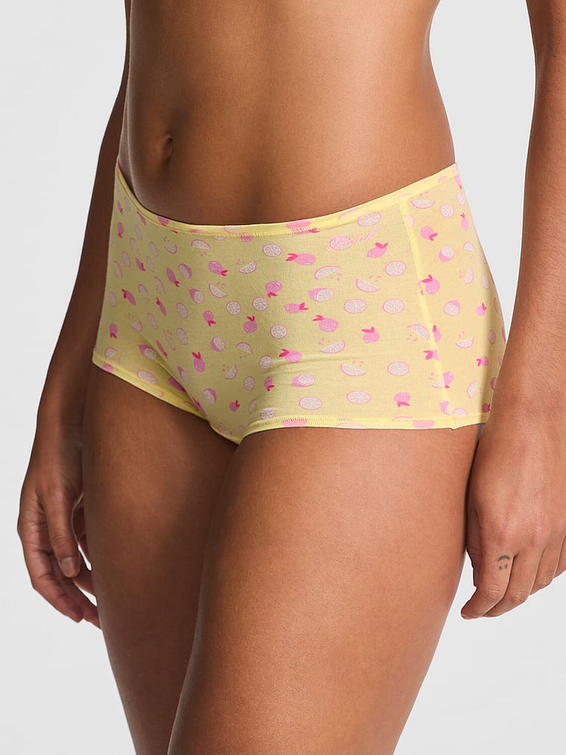 vs Pink Cotton Boyshort Panty Mellow Yellow Pink Lemonade Print 1 of 3 
