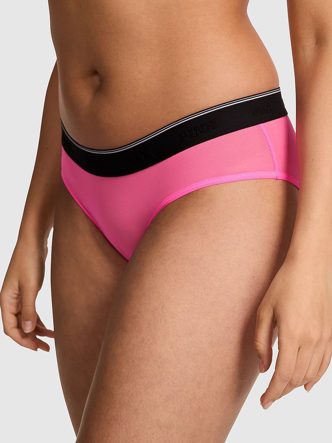 vs Pink Logo Mesh Hiphugger Panty Radiant Rose 1 of 3 