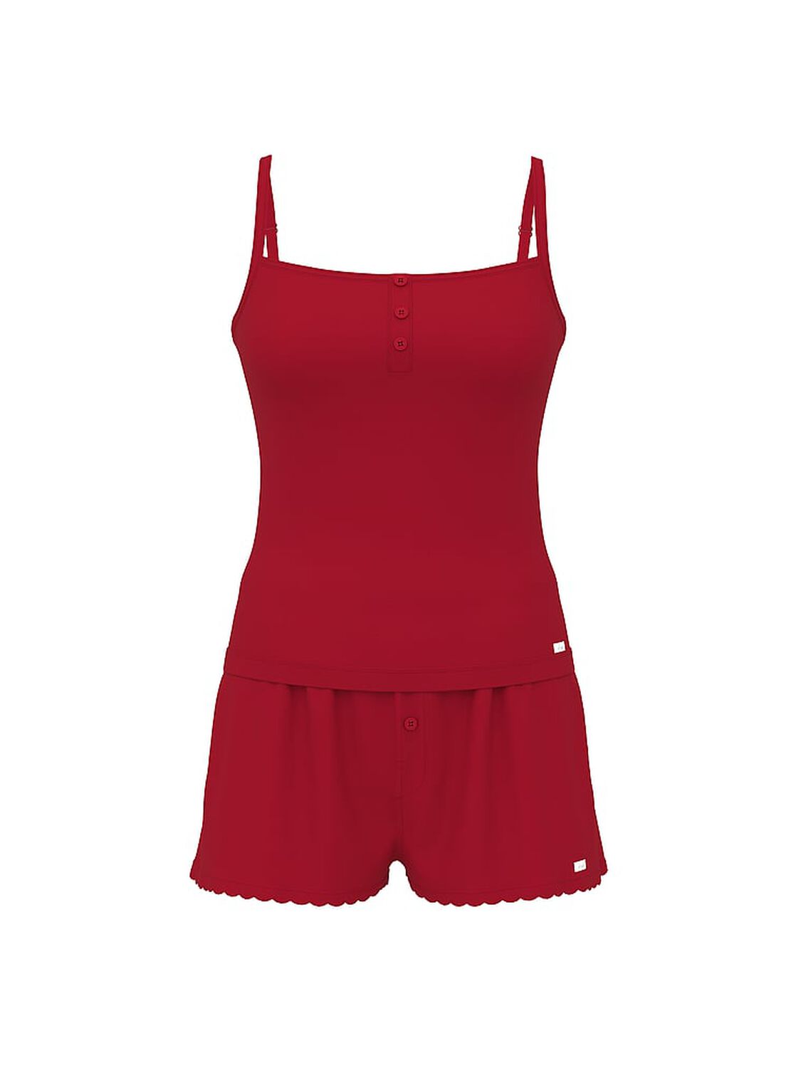 vs Pink Cotton Henley Cami Red Lacquer 3 of 3 