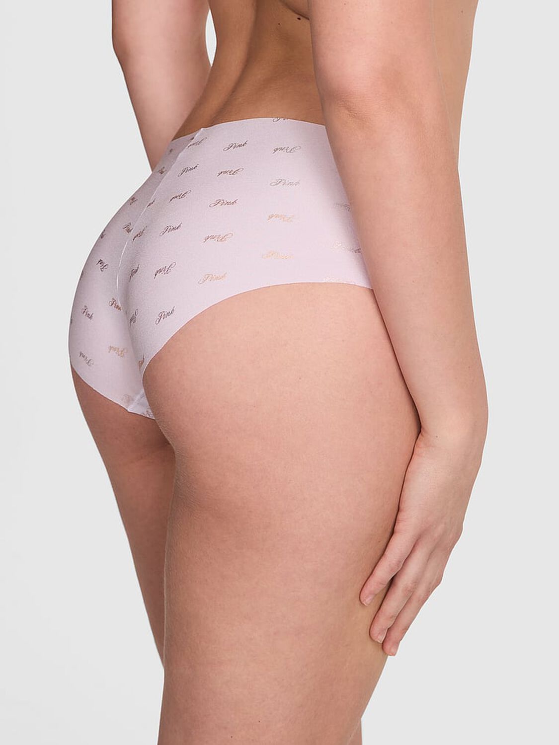 vs Pink No-Show Hiphugger Panty Purple Whisper Logo Print 2 of 2 