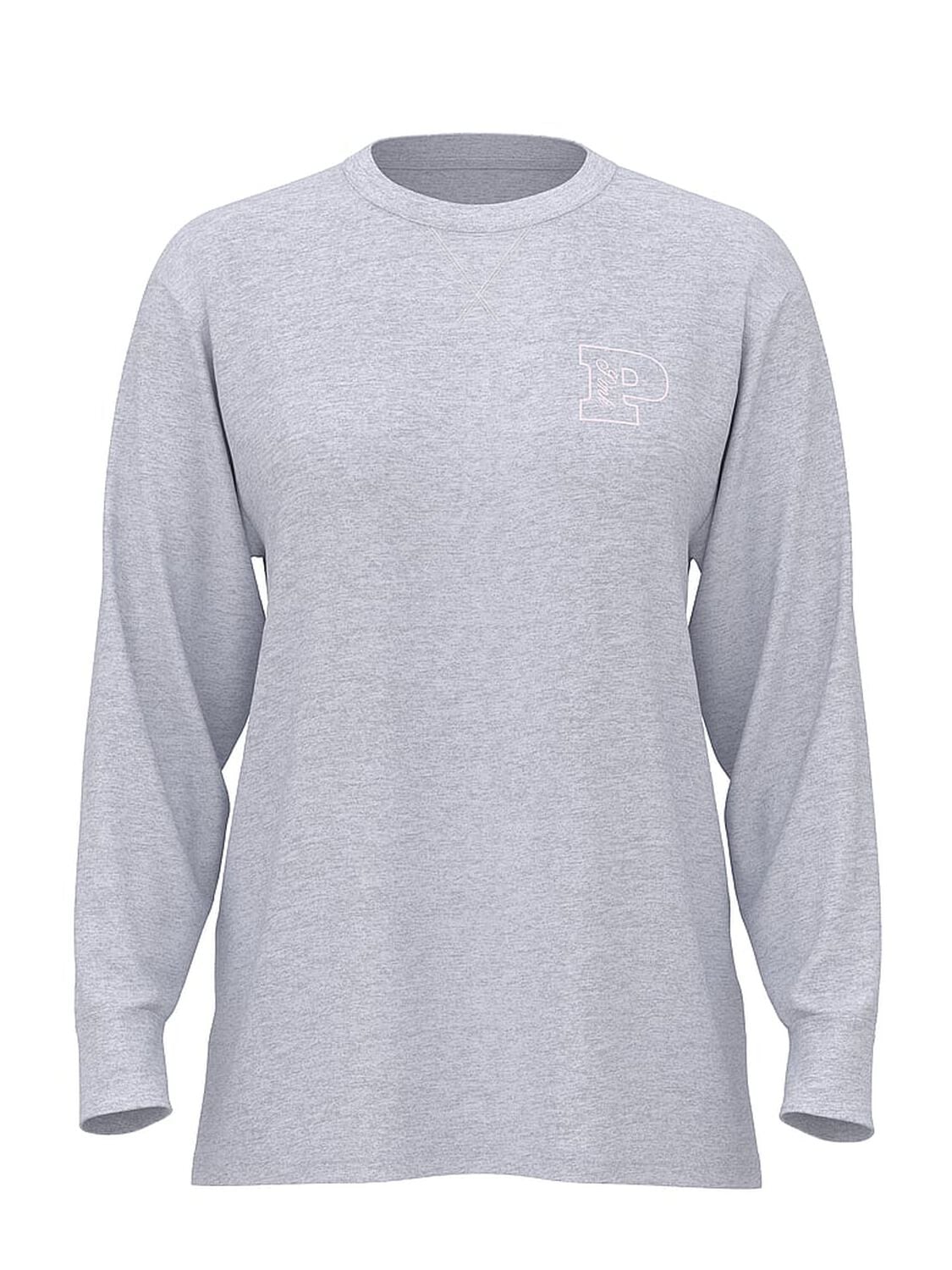 pink Pink Campus Cotton Long-Sleeve Tee Med Hthr Grey Core 3 of 3 