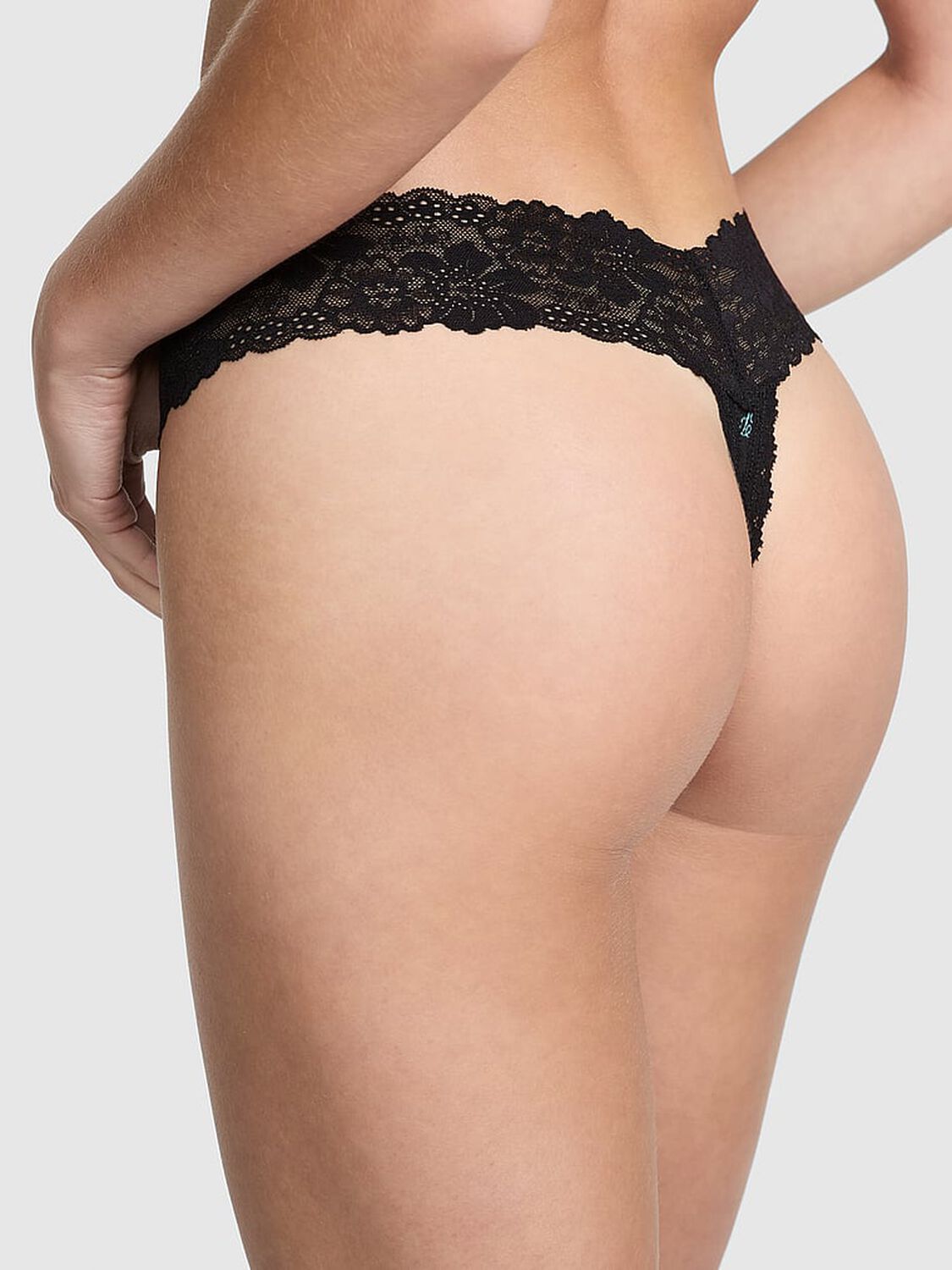 vs Pink Wink Lace-Trim Thong Panty Black Butterfly Print 2 of 2 