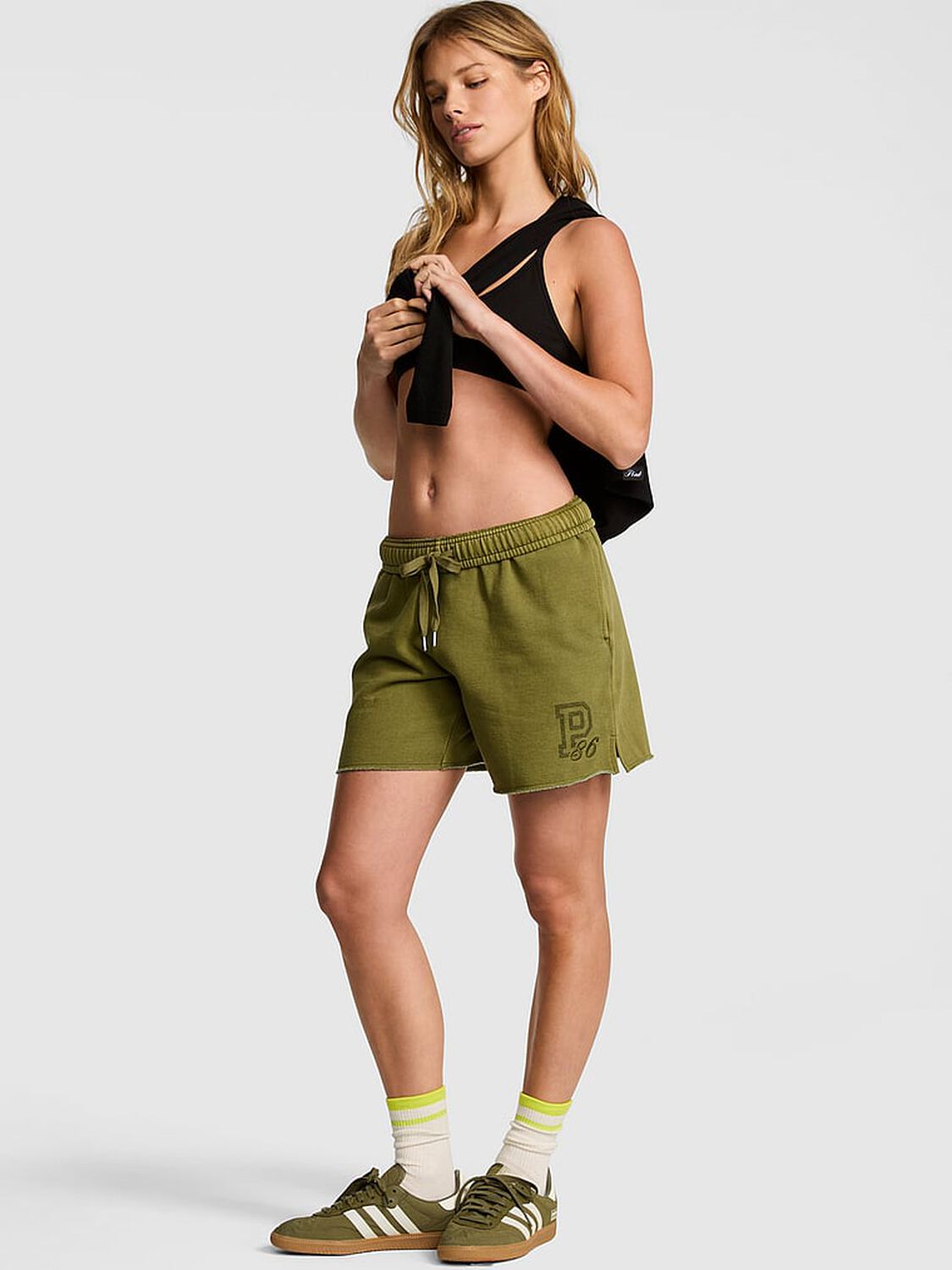 vs Pink Campus Fleece&trade; Shorts Lizard Green Spring 1 of 3 