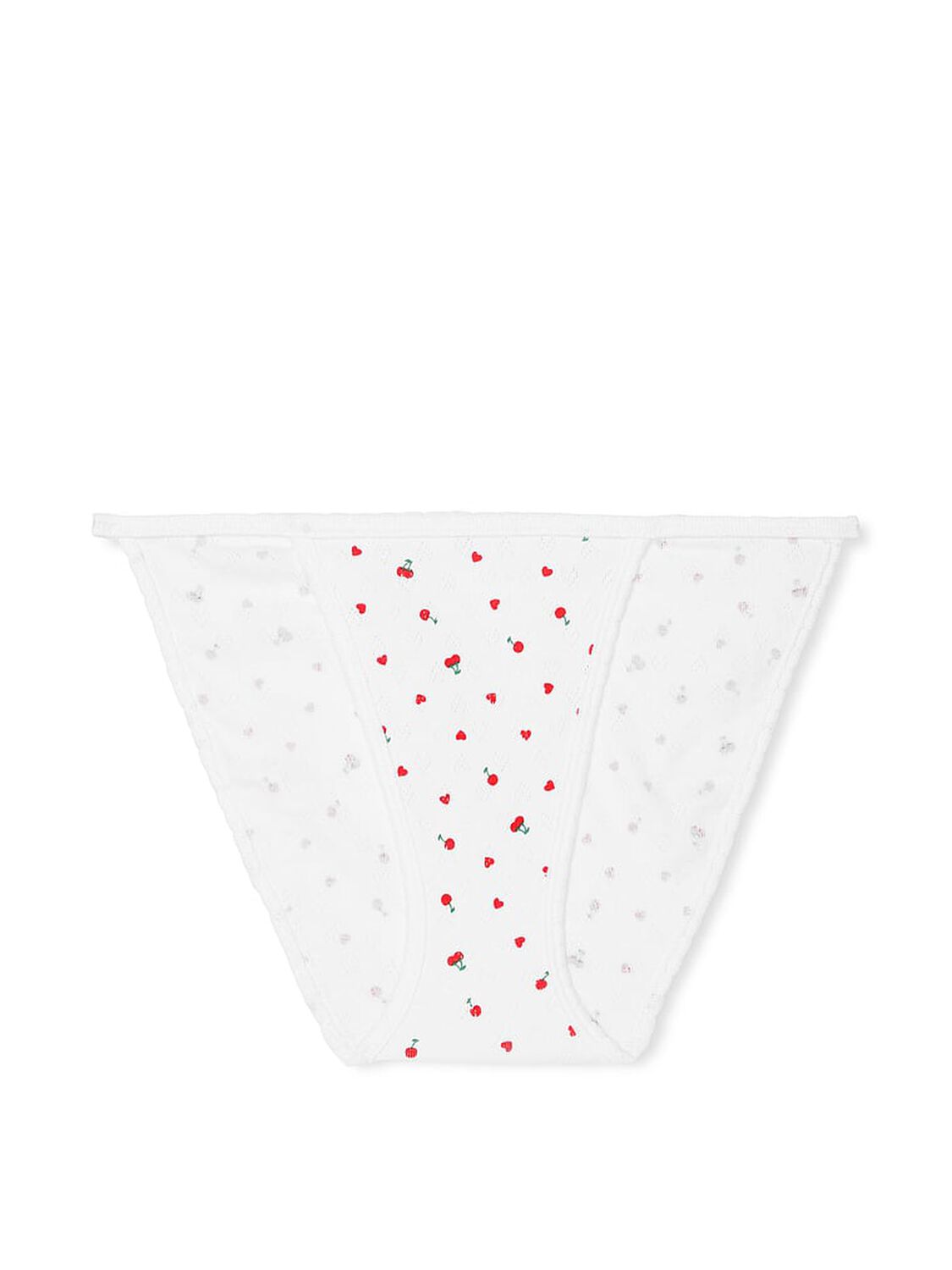 vs Pink Cotton String Bikini Panty White Cherry Heart Print 1 of 1 