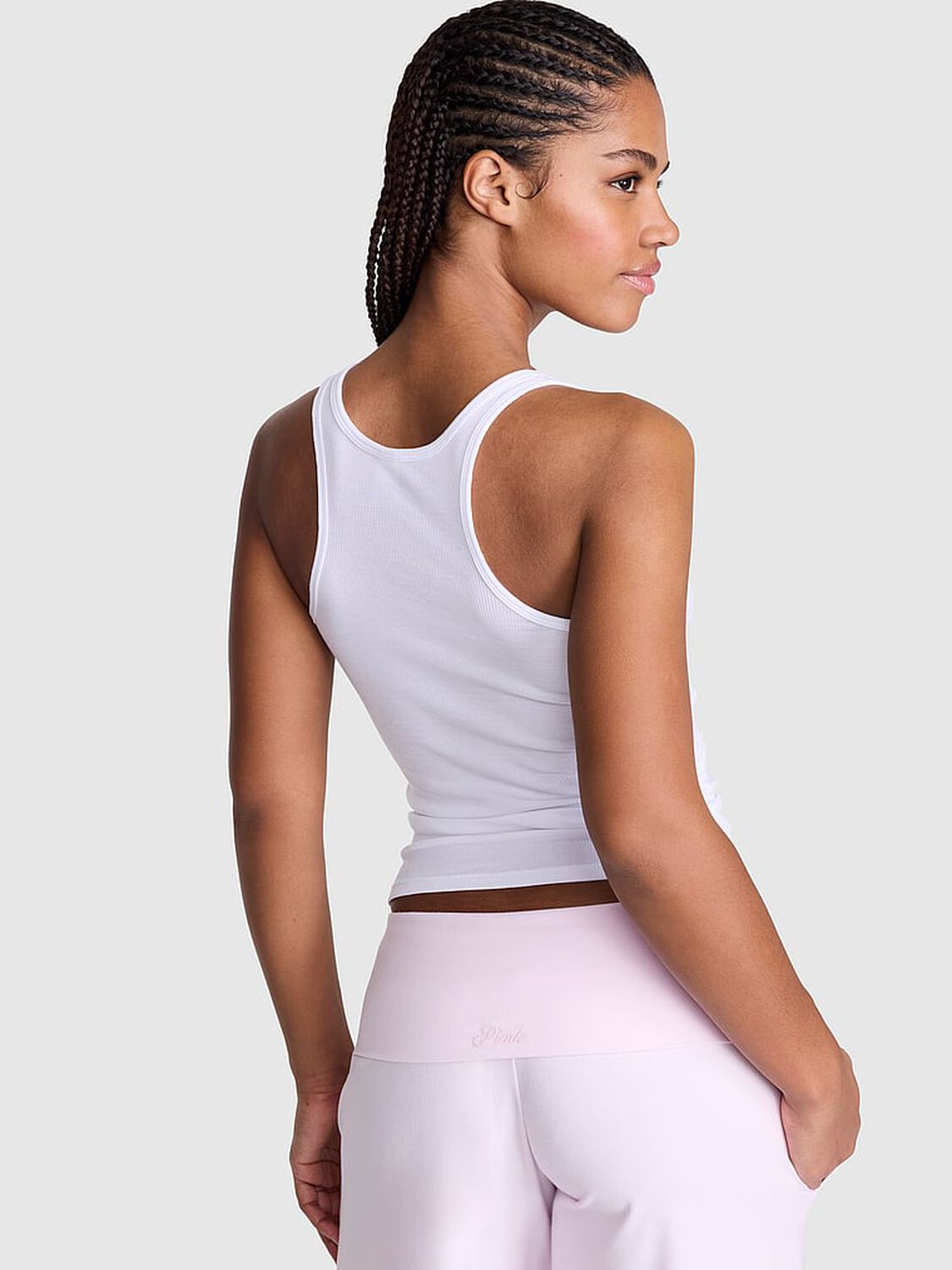 vs Pink Relaxed Rib Boyfriend Tank Top White 2 of 3 