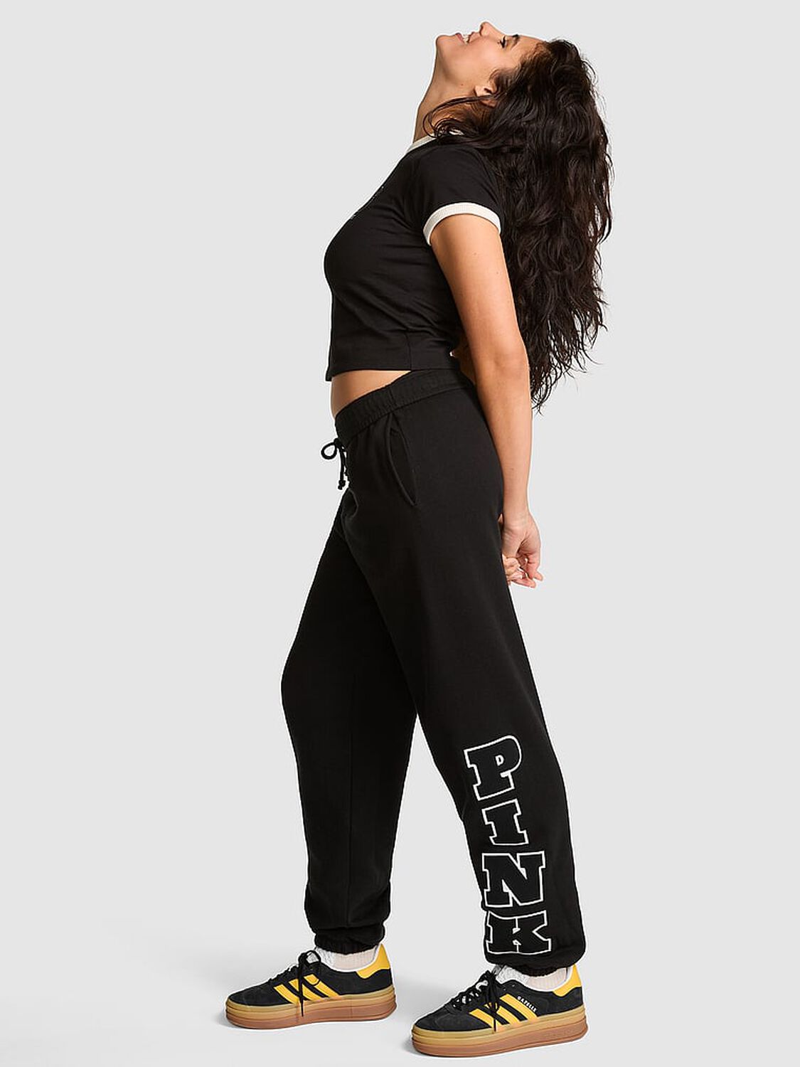 vs Pink Ivy Fleece Campus Sweatpants Pure Black 1 of 3 