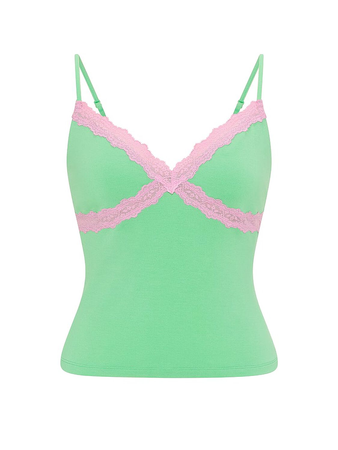 vs Pink Modal Lace-Trim Cami Graphic Green 3 of 3 