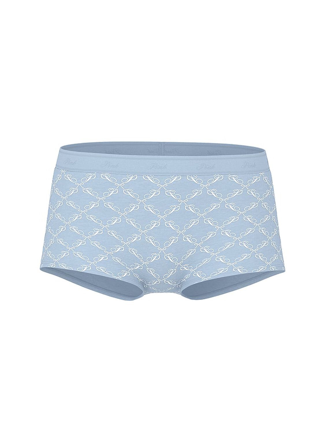 vs Pink Logo Cotton Boyshort Panty Icy Blue P Bow Print 1 of 2 