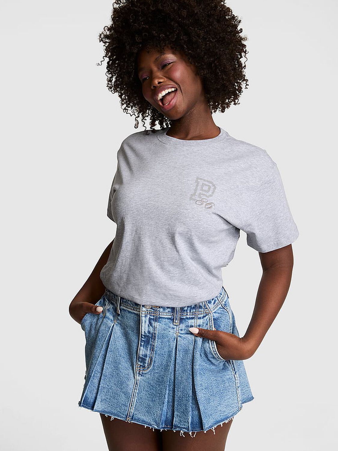 vs Pink Campus Cotton&trade; Tee Medium Heather Grey 1 of 3 