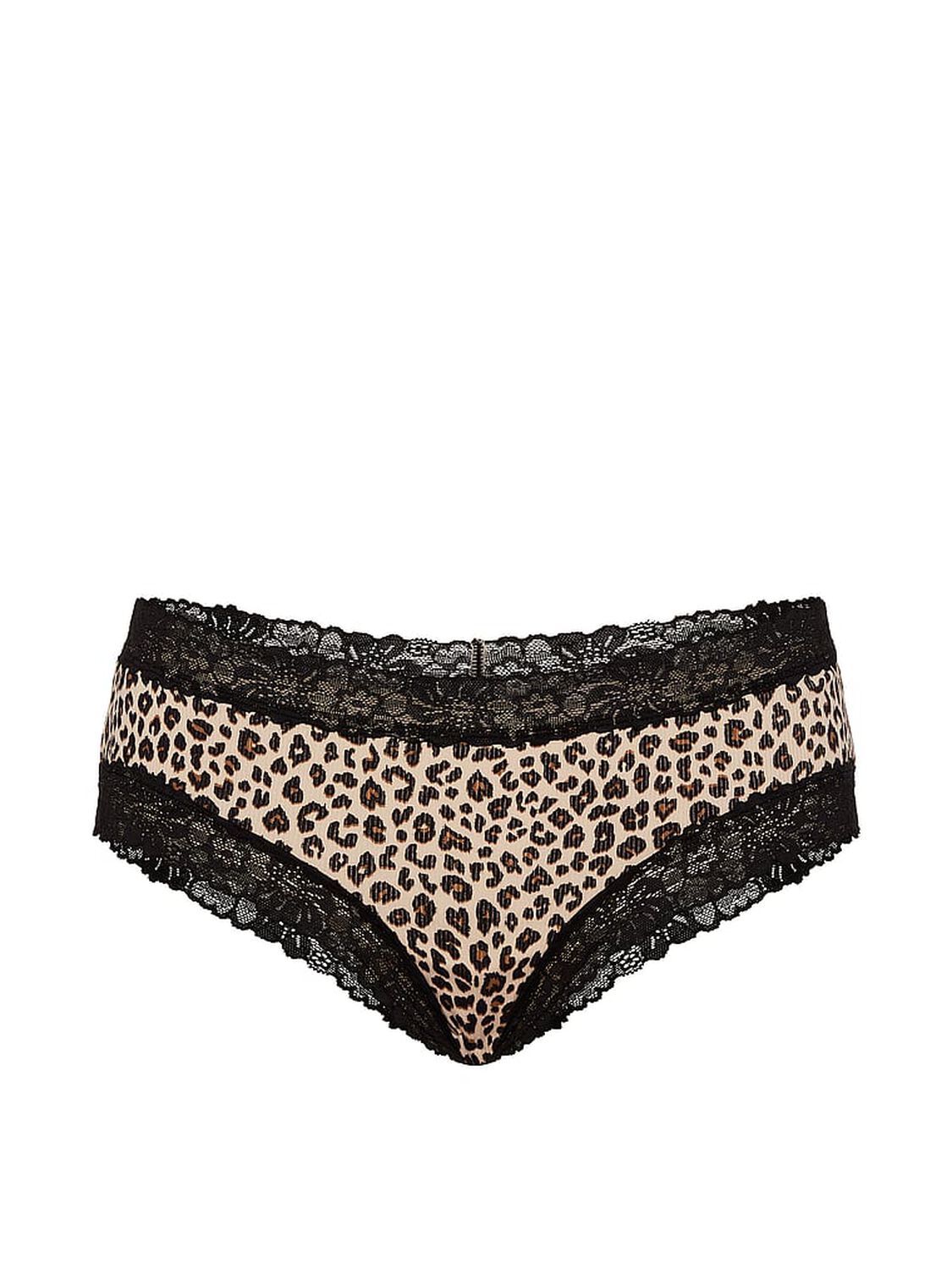 vs Pink Cotton Lace Trim Cheeky Panty Marzipan Leopard 3 of 3 
