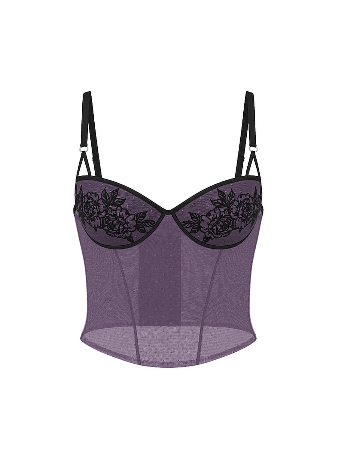 vs Pink Wink Lightly Lined Balconette Corset Top Frozen Plumblack 3 of 3 