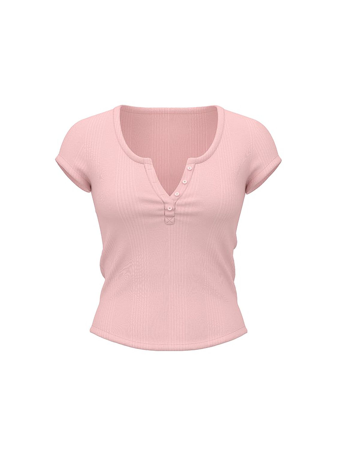 vs Pink Multi Rib Henley Tee Dollhouse Pink 3 of 3 