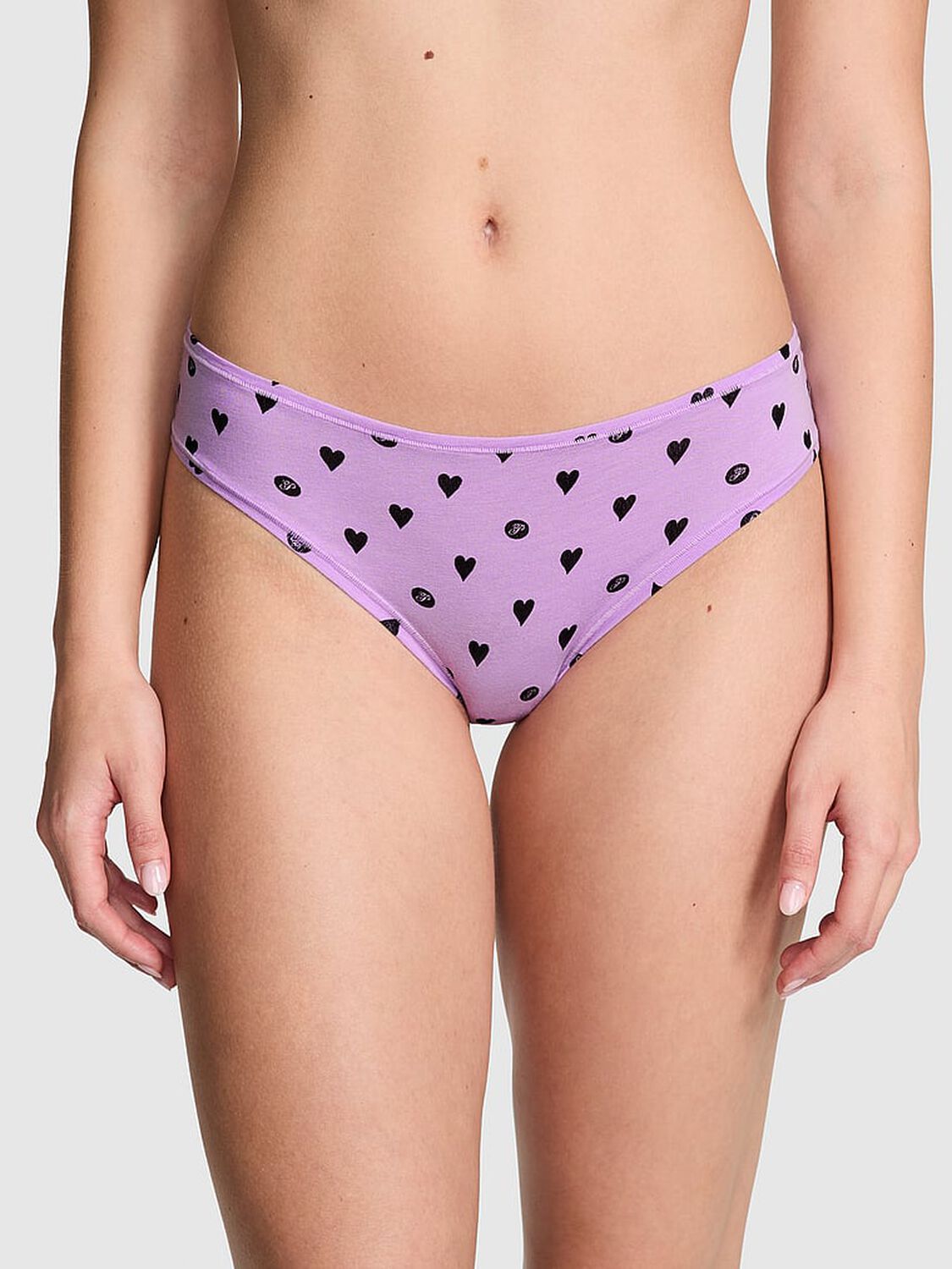 vs Pink Cotton Cheeky Panty Purple Petal Heart Dot Print 1 of 3 