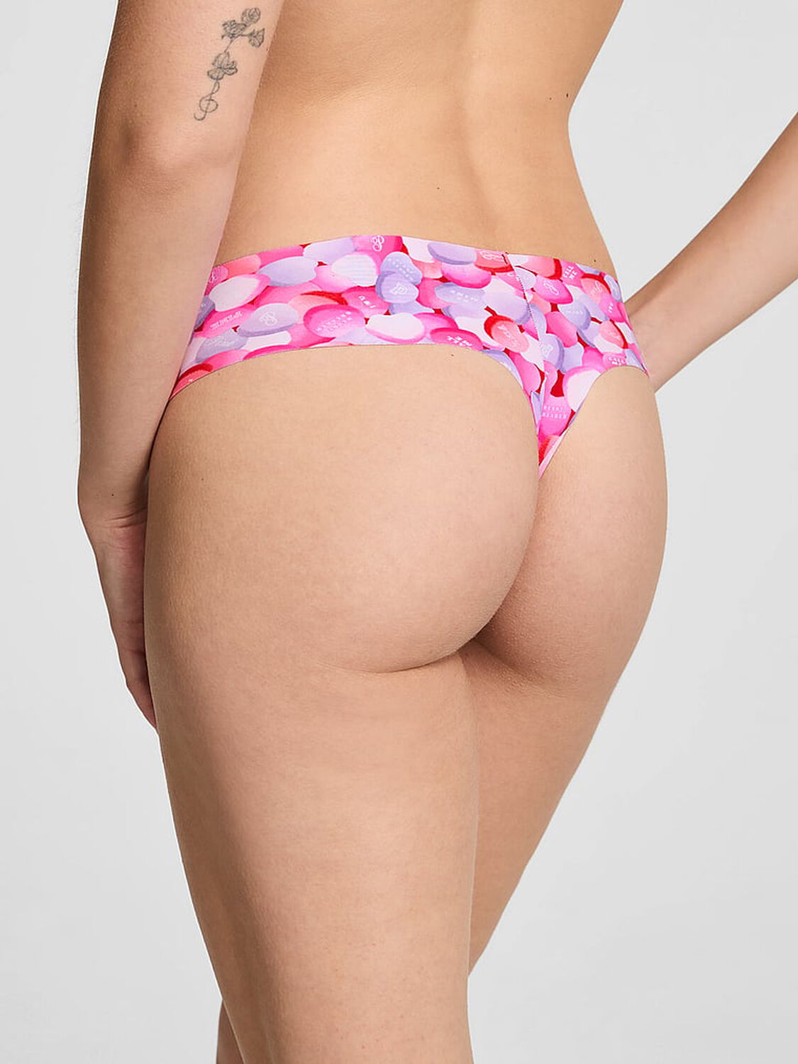 vs Pink No-Show Thong Panty Pink Photo Real Candy Heart 2 of 3 