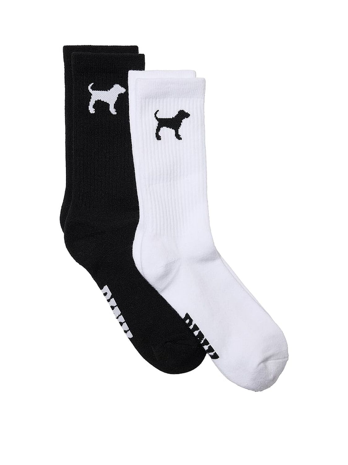 vs Pink 2-Pack Crew Socks White/Pure Black Core Dog 1 of 2 