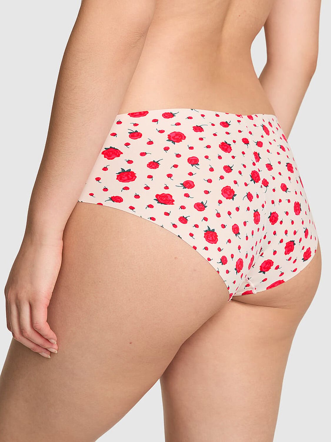 vs Pink No-Show Hiphugger Panty Winter White Rose Floral 2 of 3 