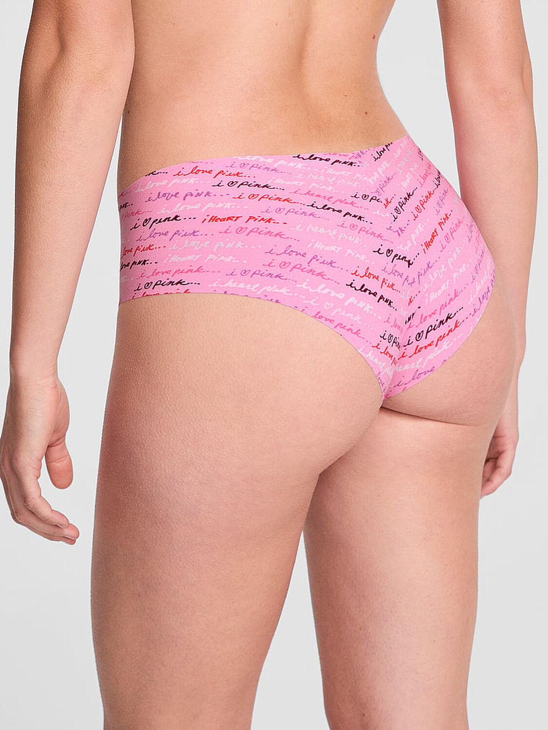 vs Pink No-Show Cheeky Panty Pink Lollipop Script Print 2 of 3 
