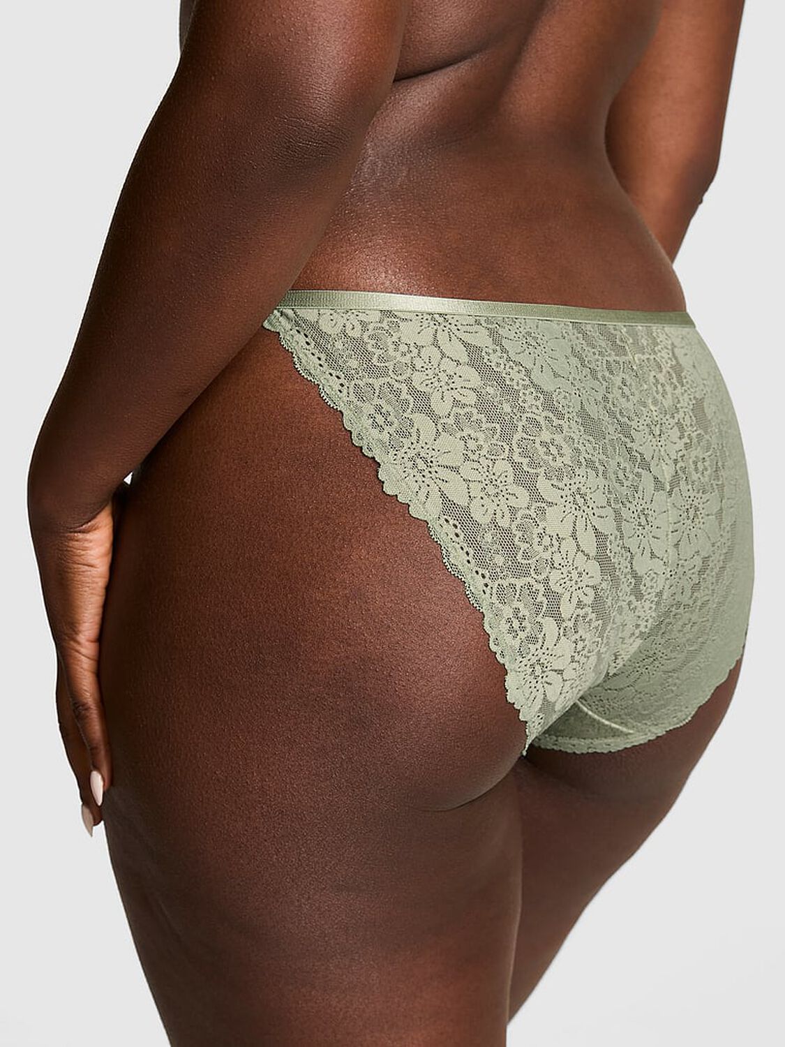 vs Pink Lace String Bikini Panty Slate Green 2 of 3 