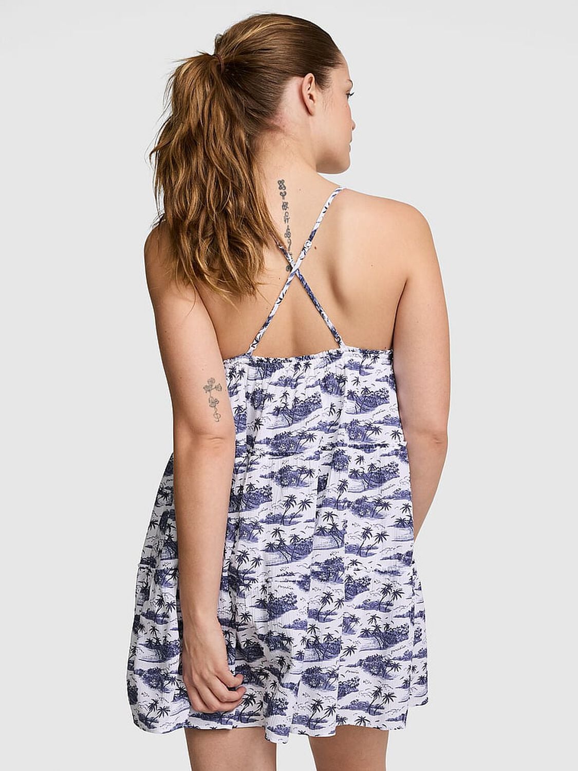vs Pink Flirt Alert Tiered Mini Dress Noir Navy Toile 2 of 3 