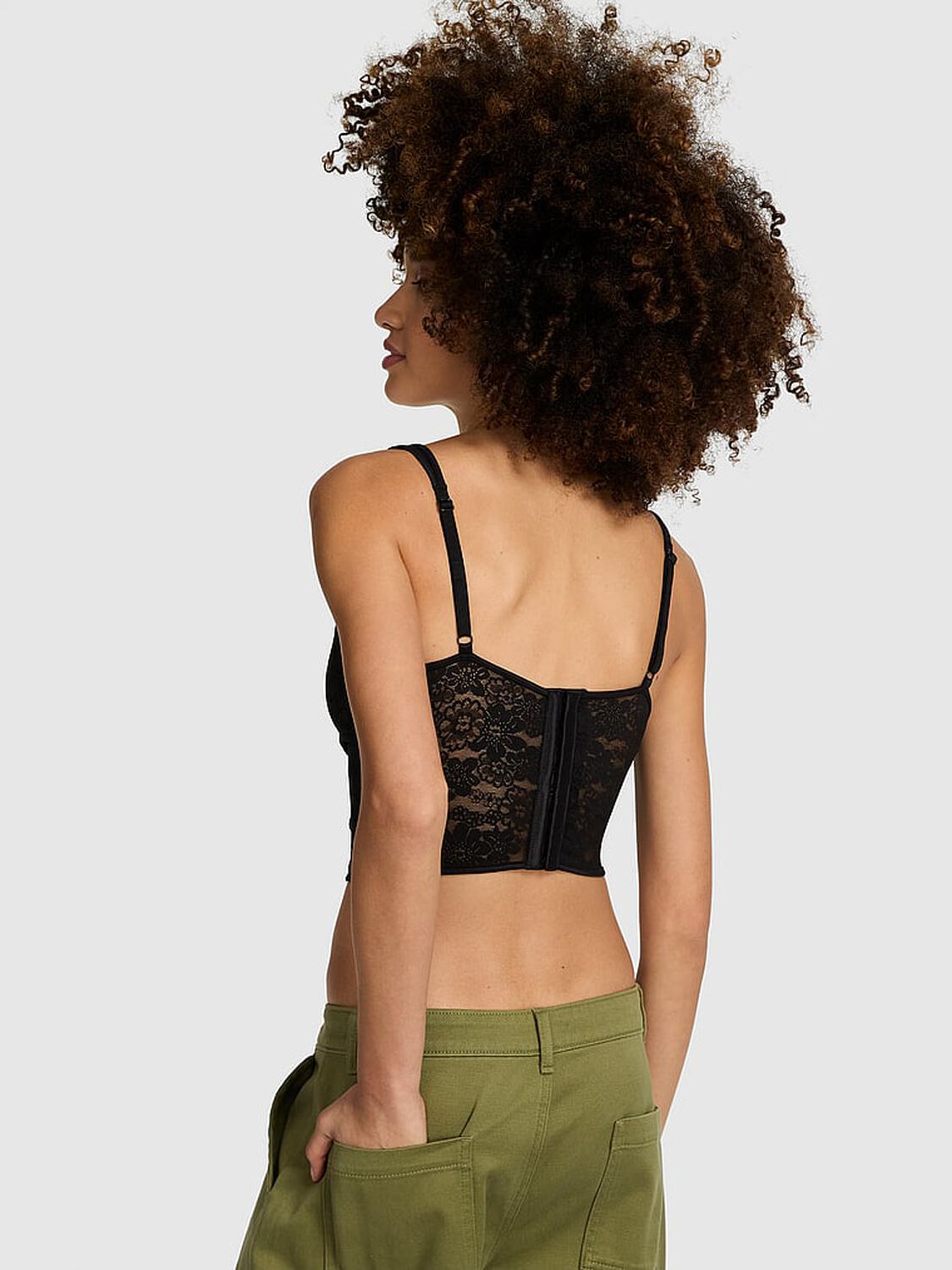 vs Pink Bralettes & Bra Tops Wink Lace Corset Top Black 2 of 4 