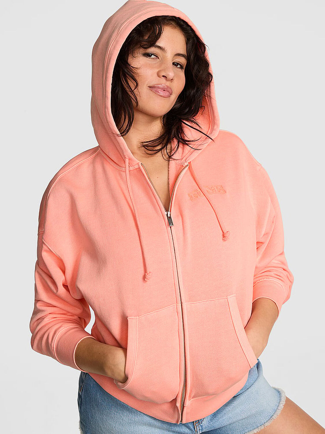 vs Pink Ivy Fleece Campus Full-Zip Hoodie Orange Hills 1 of 3 