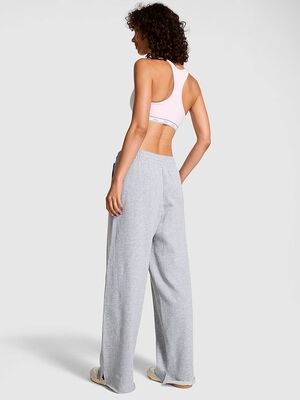 Ivy Fleece Wide-Leg Split-Hem Sweatpants