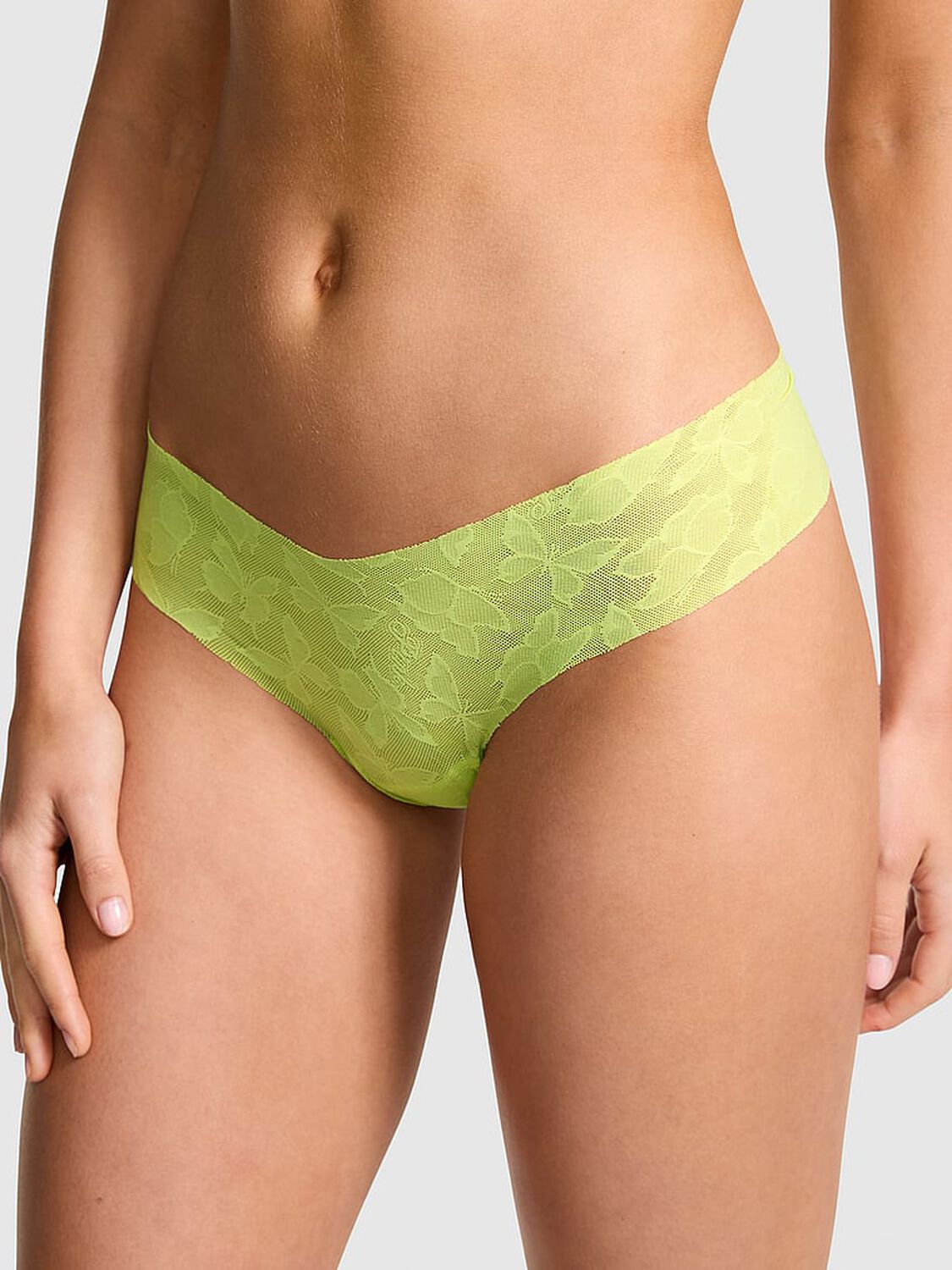 vs Pink No-Show Thong Panty Lime Citron 1 of 3 
