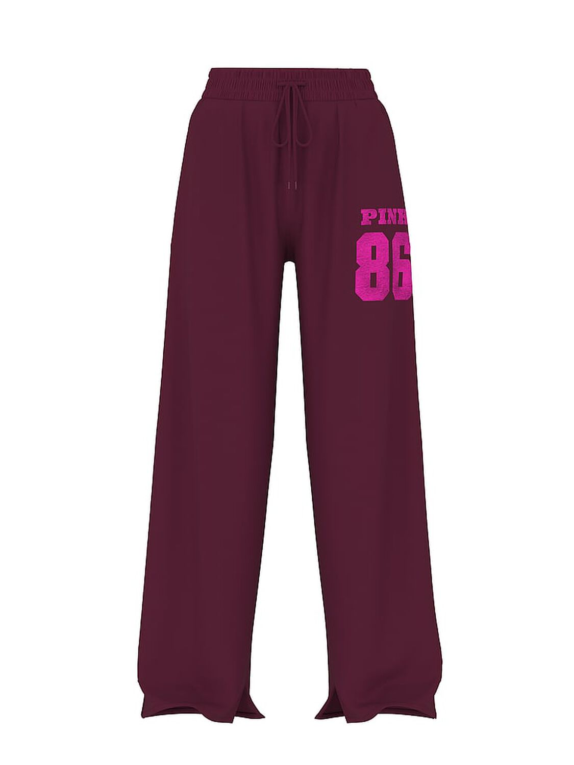 vs Pink Ivy Fleece Wide-Leg Split-Hem Sweatpants Wild Rose 3 of 3 